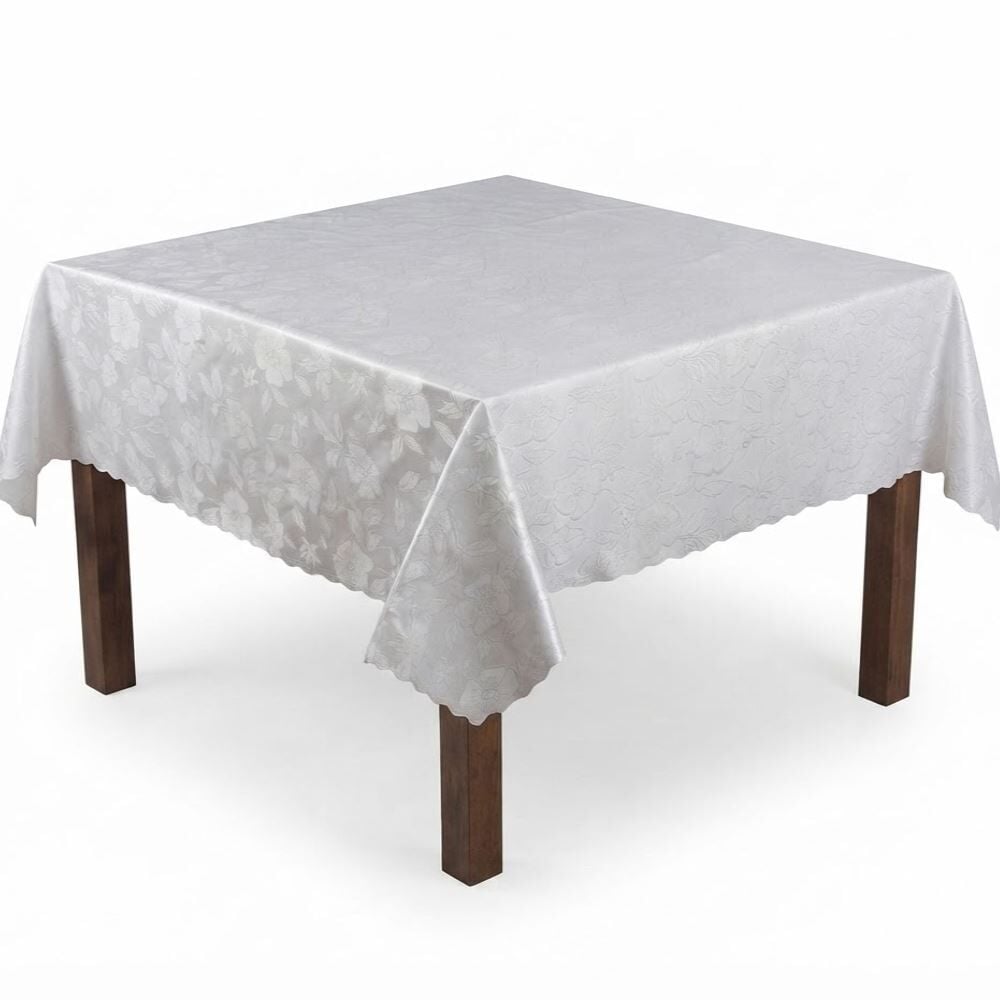 Toalha de Mesa Térmica 1,38X1,38 m Salehtex - Prata Jacquard