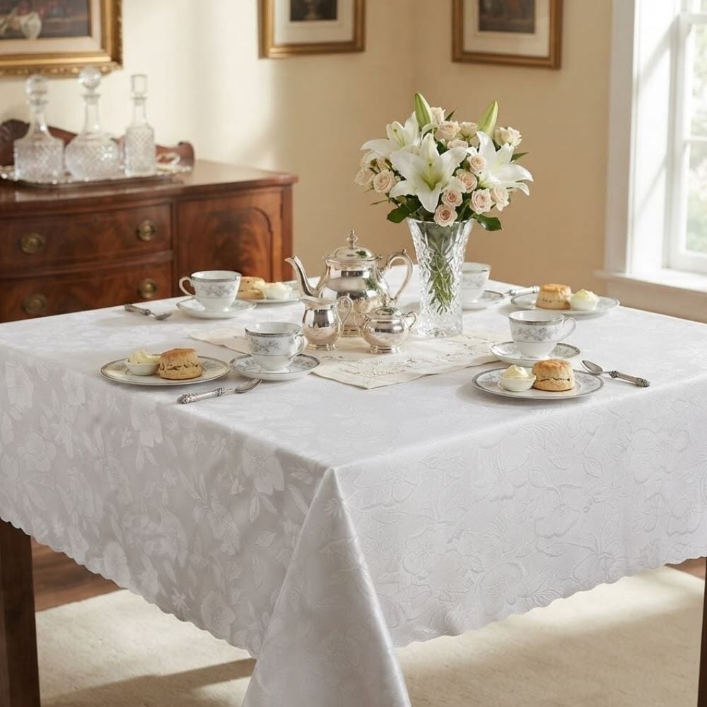Toalha de Mesa Térmica 1,38X1,38 m Salehtex - Prata Jacquard