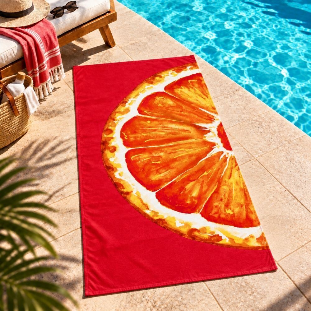 Toalha de Praia Aveludada 100% Algodão Döhler - Laranja novo