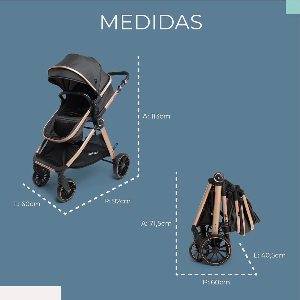 Combo Travel System Romanzo Duo Infanti - Preto Granizo