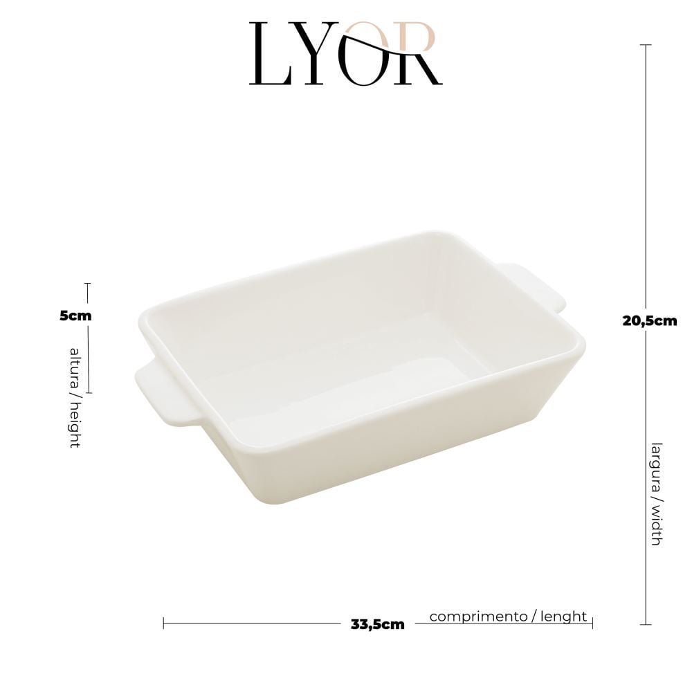 Travessa De Porcelana Com Alça Basic 2,140L Lyor - BASIC BRANCO