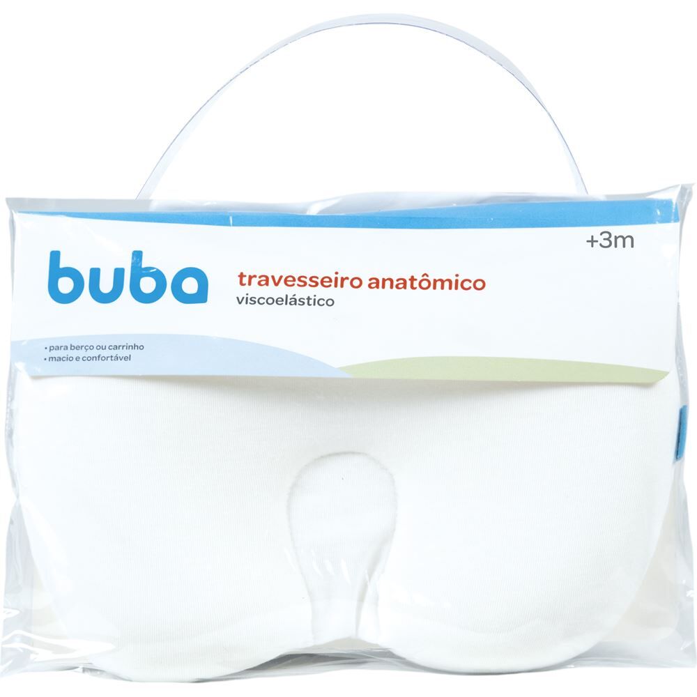 Travesseiro Anatômico Viscoelástico Hipoalérgico Buba 28Cm - BRANCO