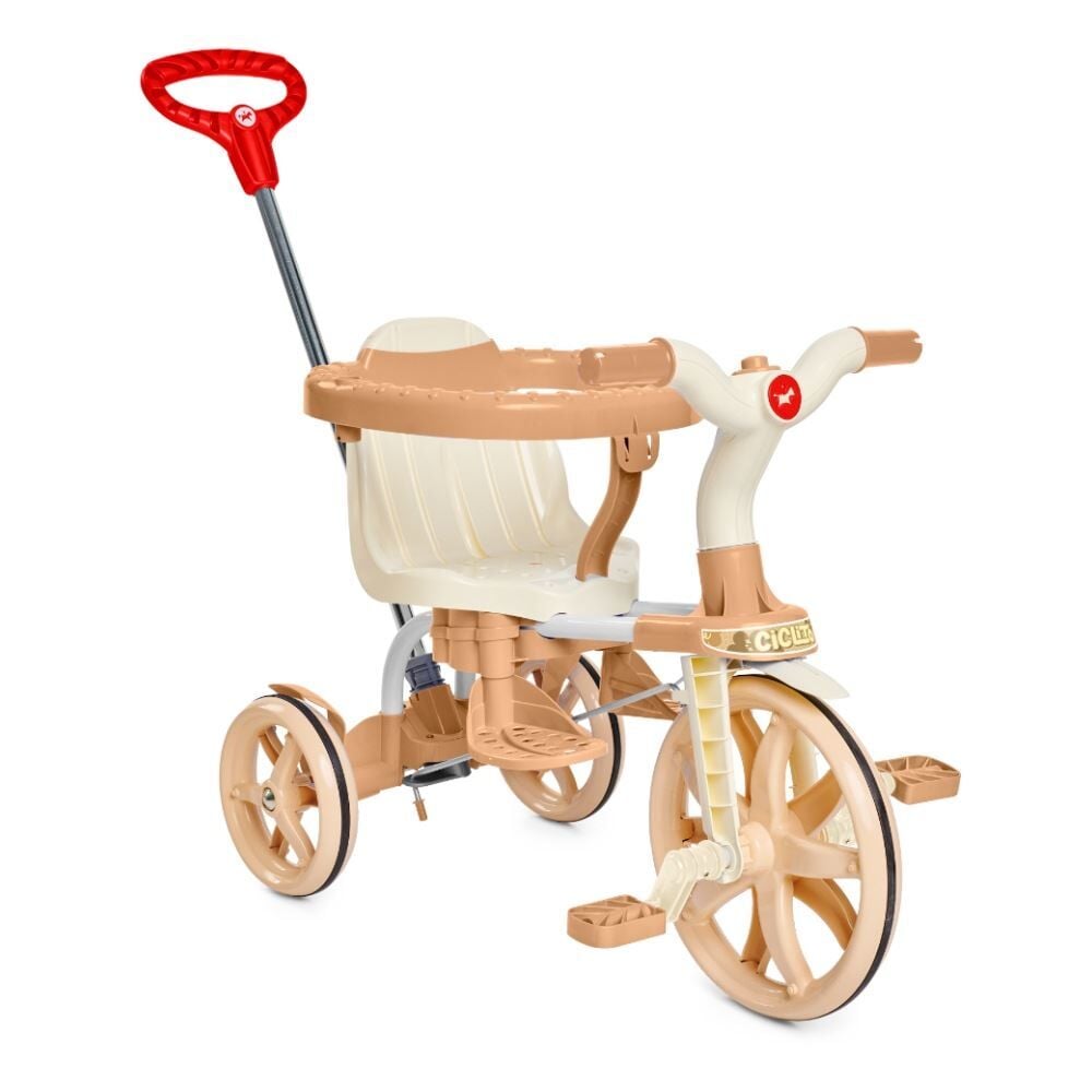 Triciclo Passeio e Pedal Ciclito Classic com Capota Calesita - Bege