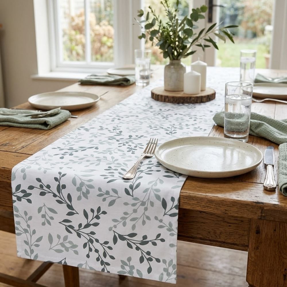 Trilho de Mesa 35Cm X 100Cm Havan Casa by Lepper - Folhas Verdes