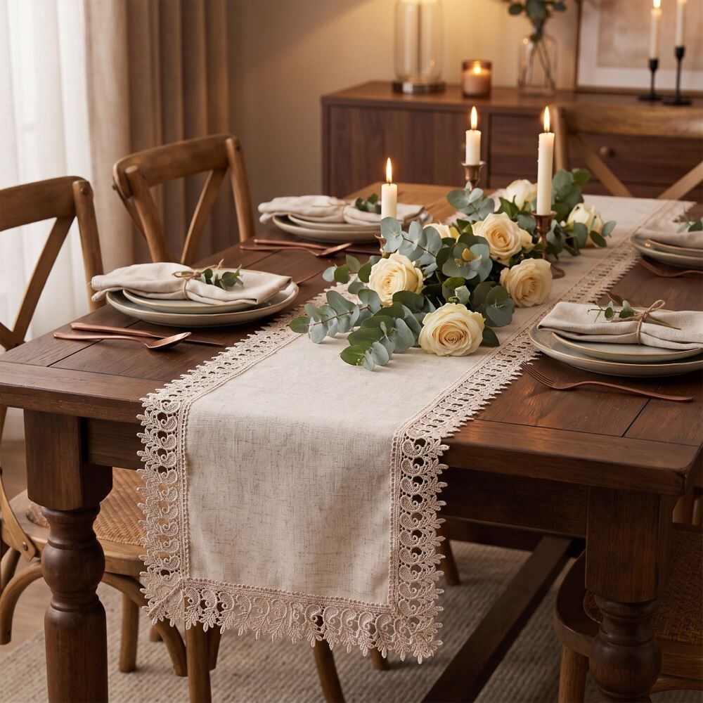 Trilho de Mesa 40Cm X 1,30M Renda Guipir Havan Casa - Veneza Naturale