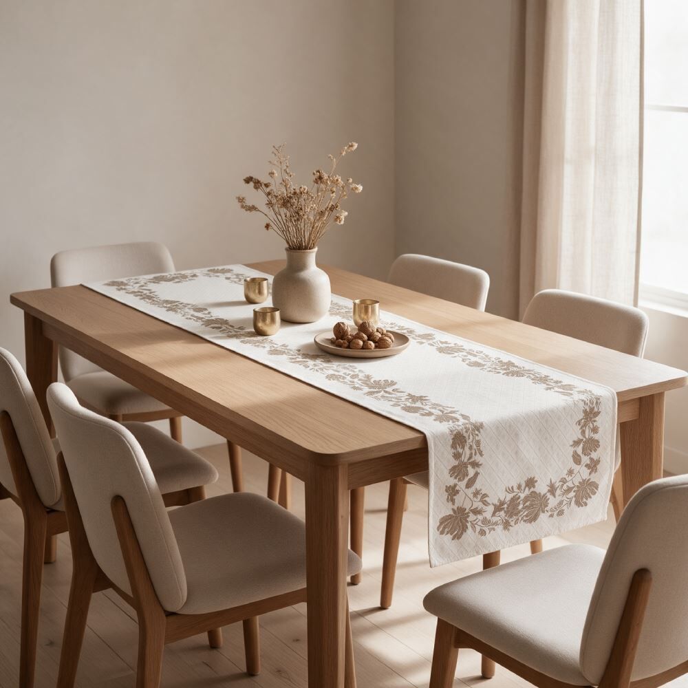 Trilho de Mesa Athenas 45Cm X 1,20M Dohler - Floral Marrom
