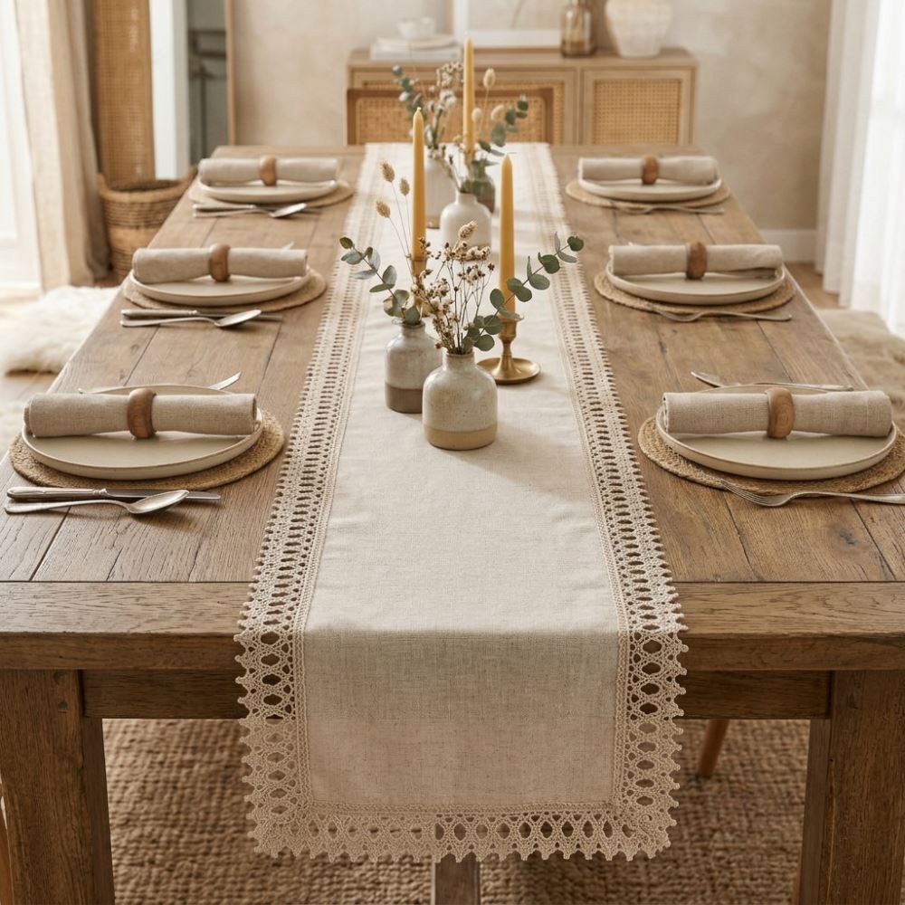 Trilho de Mesa 40Cm X 2,10M Renda Guipir Havan Casa - Veneza Naturale