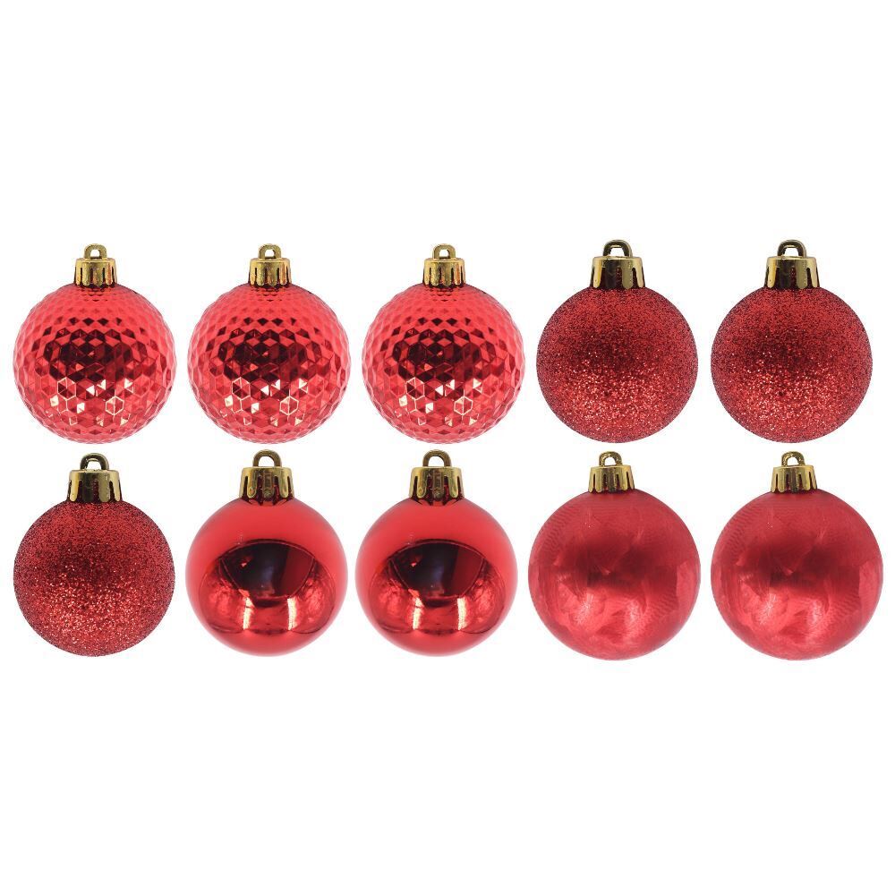 Tubo de Bola de Natal 06Cm com 10 Unidades Havan Casa - Vermelho