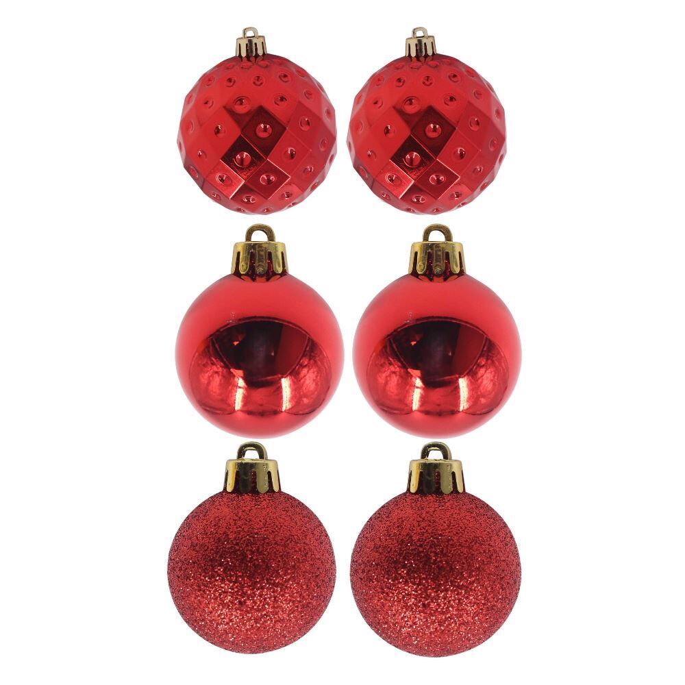 Tubo de Bola de Natal 08Cm com 06 Unidades Havan Casa - Vermelho