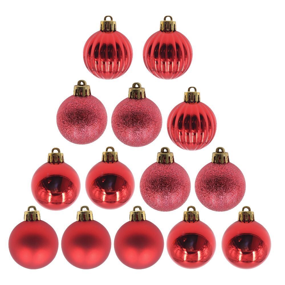 Tubo de Bola de Natal 4Cm 14 Unidades Havan Casa - Vermelho
