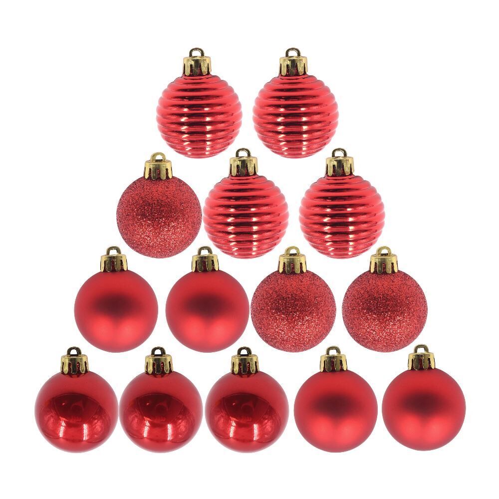 Tubo de Bola de Natal com 14 Unidades 04Cm Havan Casa - Vermelho