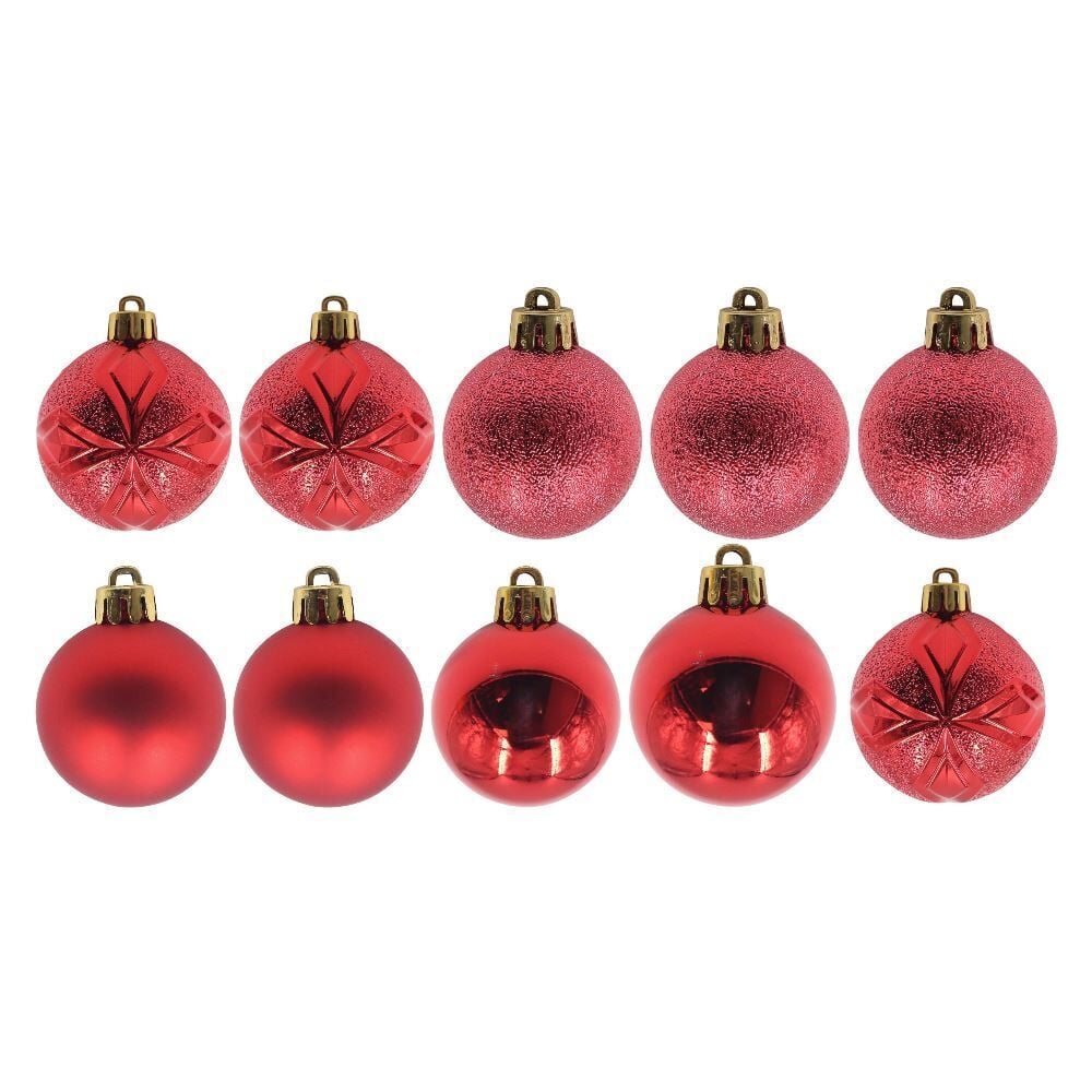 Tubo de Bola Natal 06Cm com 10 Unidades Havan Casa - Vermelho