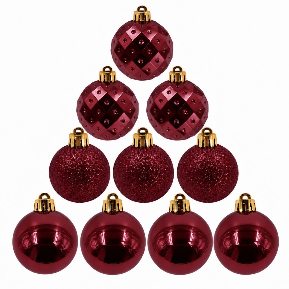 Tubo de Bola Natal 06Cm com 10 Unidades Havan Casa - Vinho