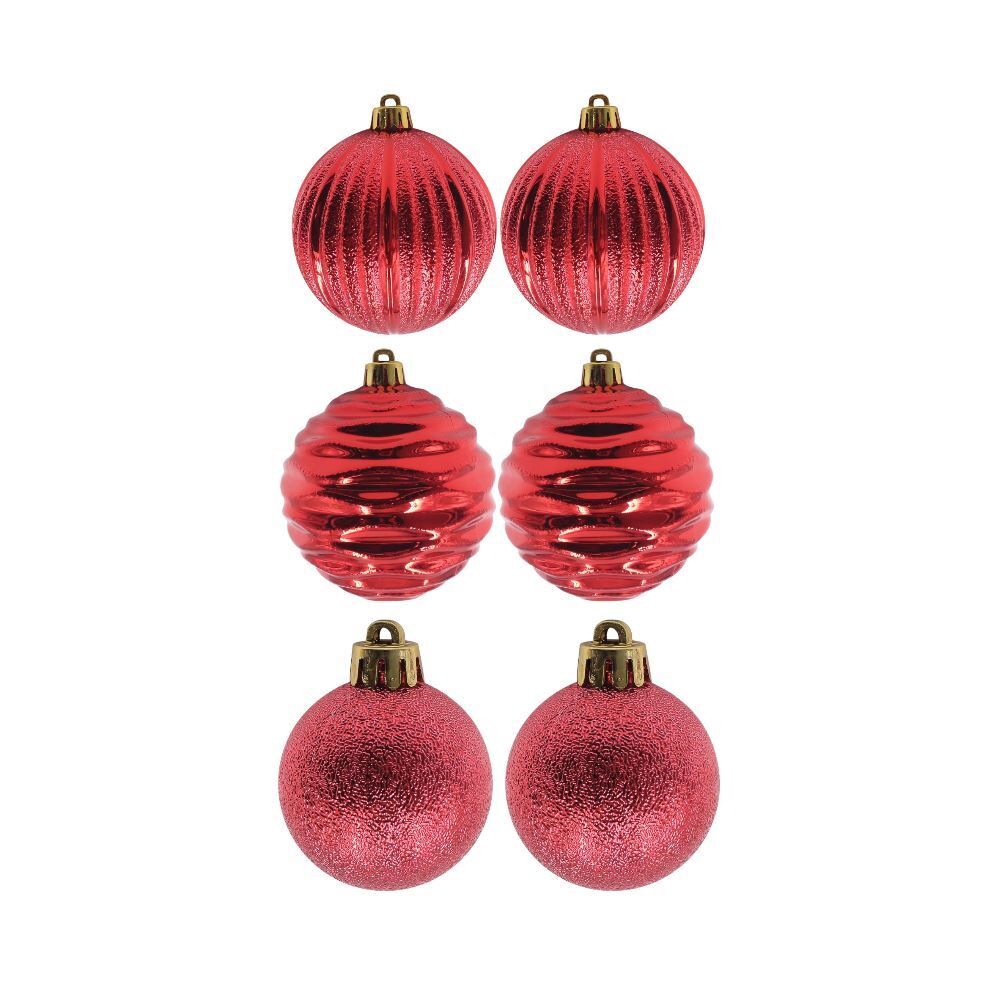 Tubo de Bola Natal 08Cm com 06 Unidades Havan Casa - Vermelho