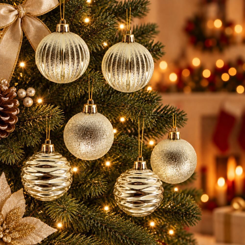 Tubo de Bola Natal 08Cm com 06 Unidades Havan Casa - Dourado