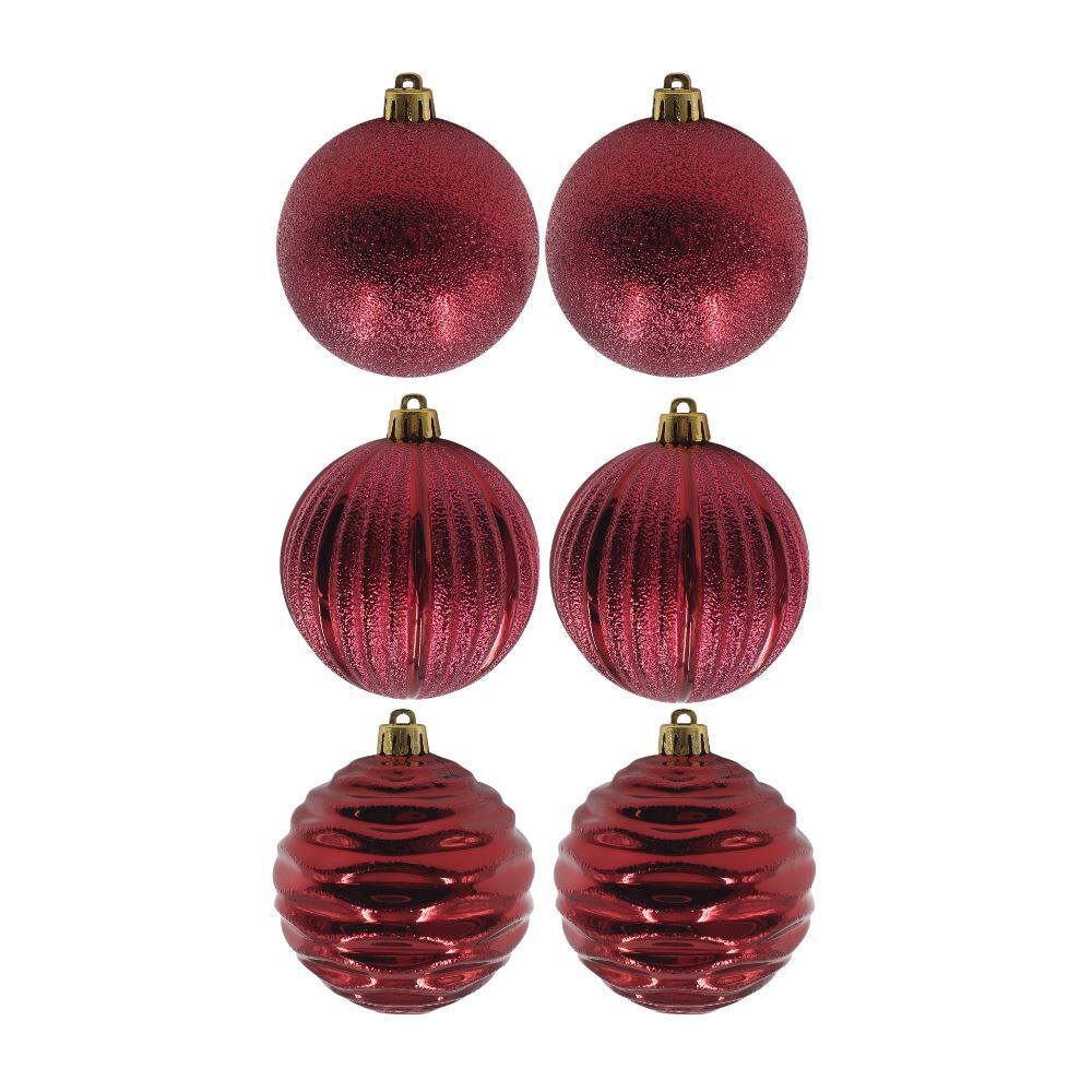 Tubo de Bola Natal 08Cm com 06 Unidades Havan Casa - Vinho