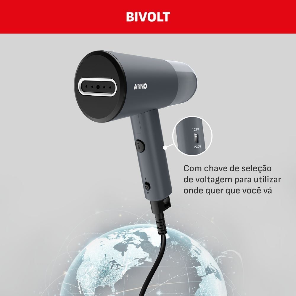 Vaporizador Arno Steam Travel Bivolt, Dobrável e Portátil Hs12