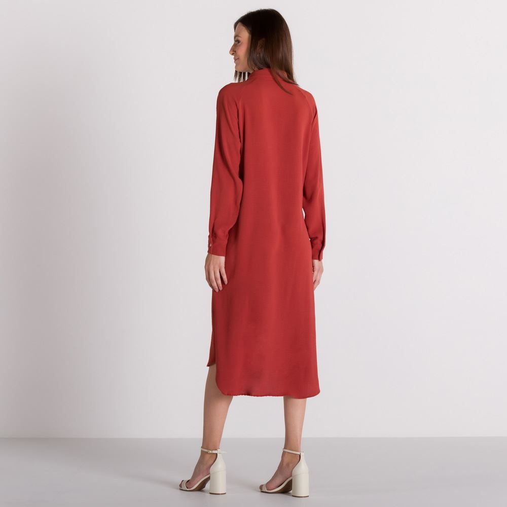 Vestido Chemise Manga Longa Patricia Foster