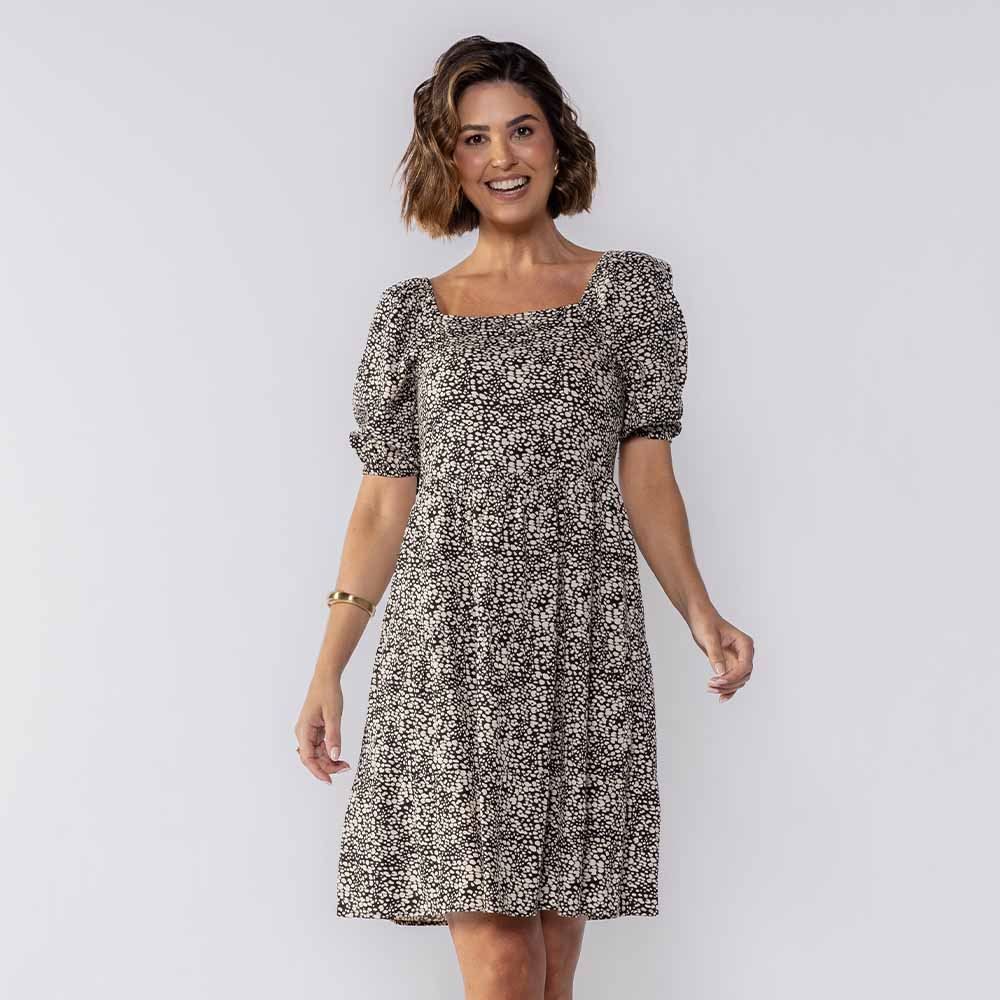 Vestido Feminino Curto Com Manga Bufante Boby Blues