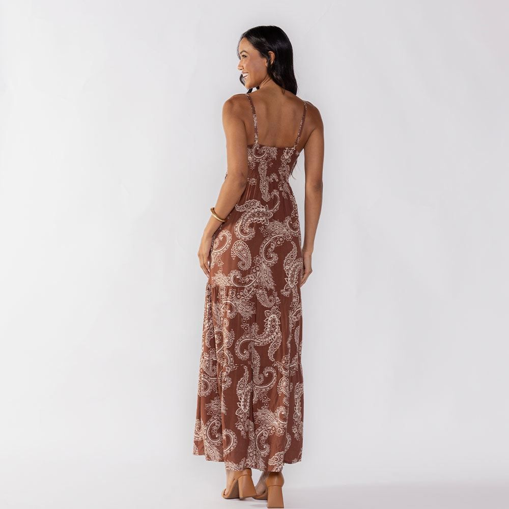 Vestido Feminino Longo Com Babado Patricia Foster