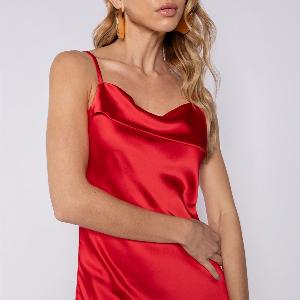Vestido Feminino Longo Em Cetim Patricia Foster