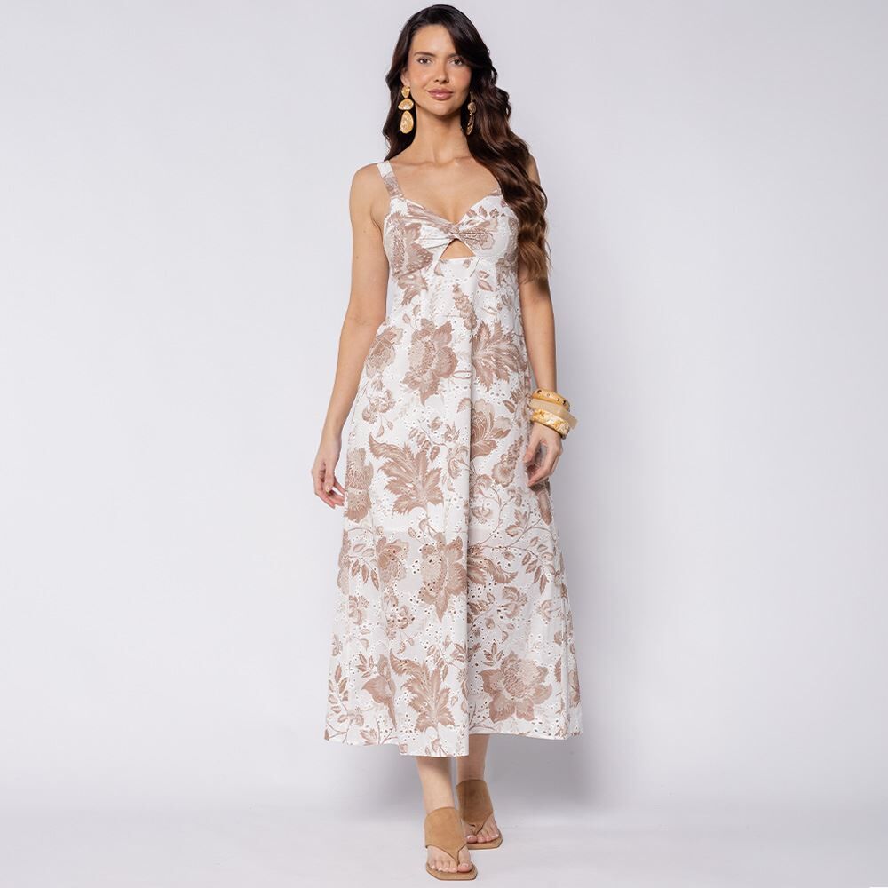Vestido Feminino Longo Estampado Em Laise Boby Blues