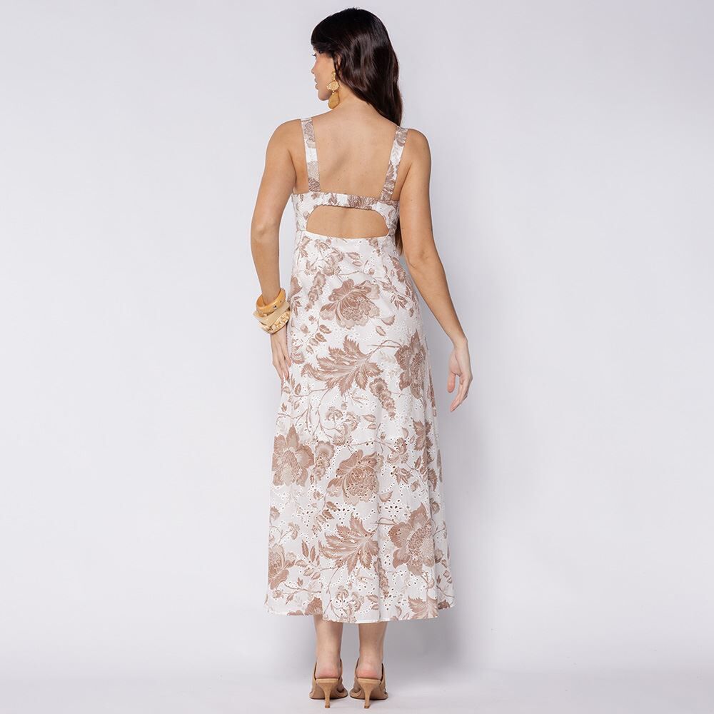 Vestido Feminino Longo Estampado Em Laise Boby Blues