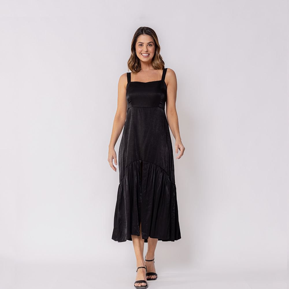 Vestido Feminino Midi Com Fenda Patricia Foster