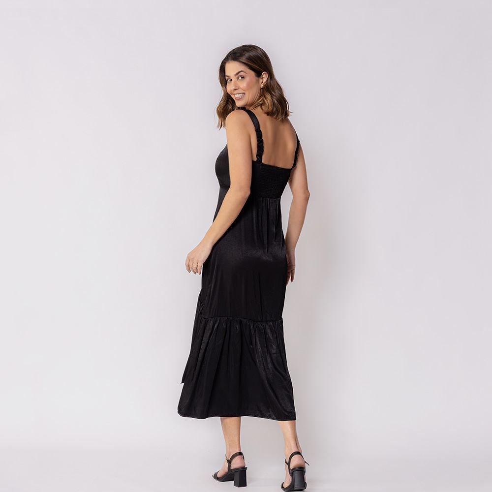 Vestido Feminino Midi Com Fenda Patricia Foster