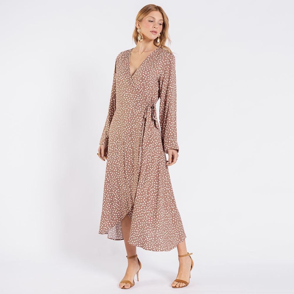 Vestido Feminino Midi Transpassado Patricia Foster