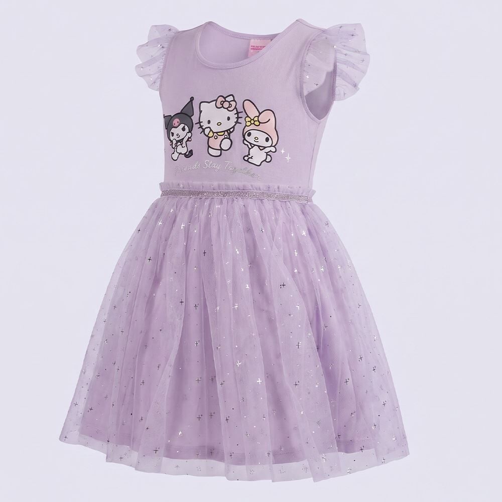 Vestido Infantil Menina 4 a 10 Anos Em Tule Sanrio