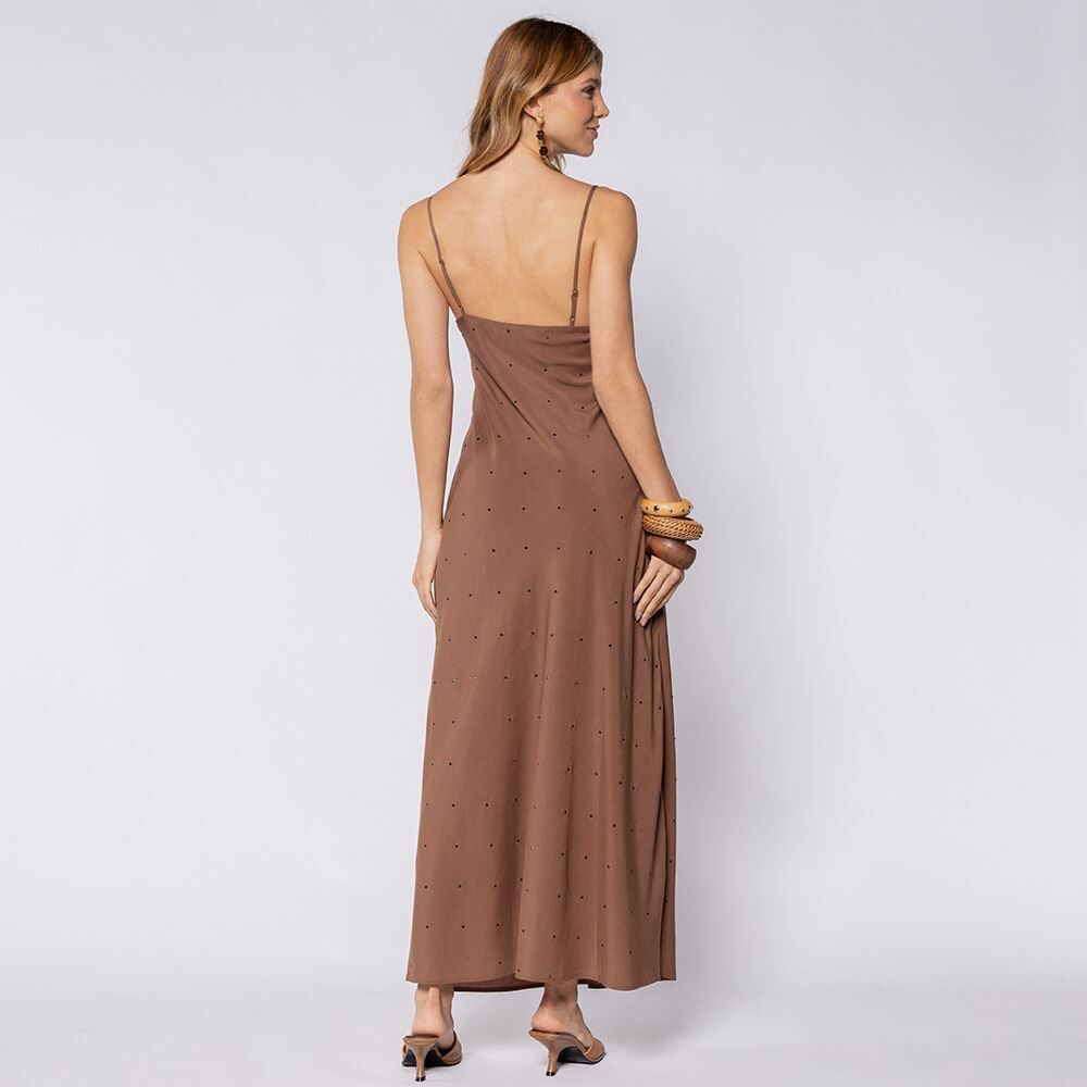 Vestido Longo Feminino Com Renda No Decote Boby Blues