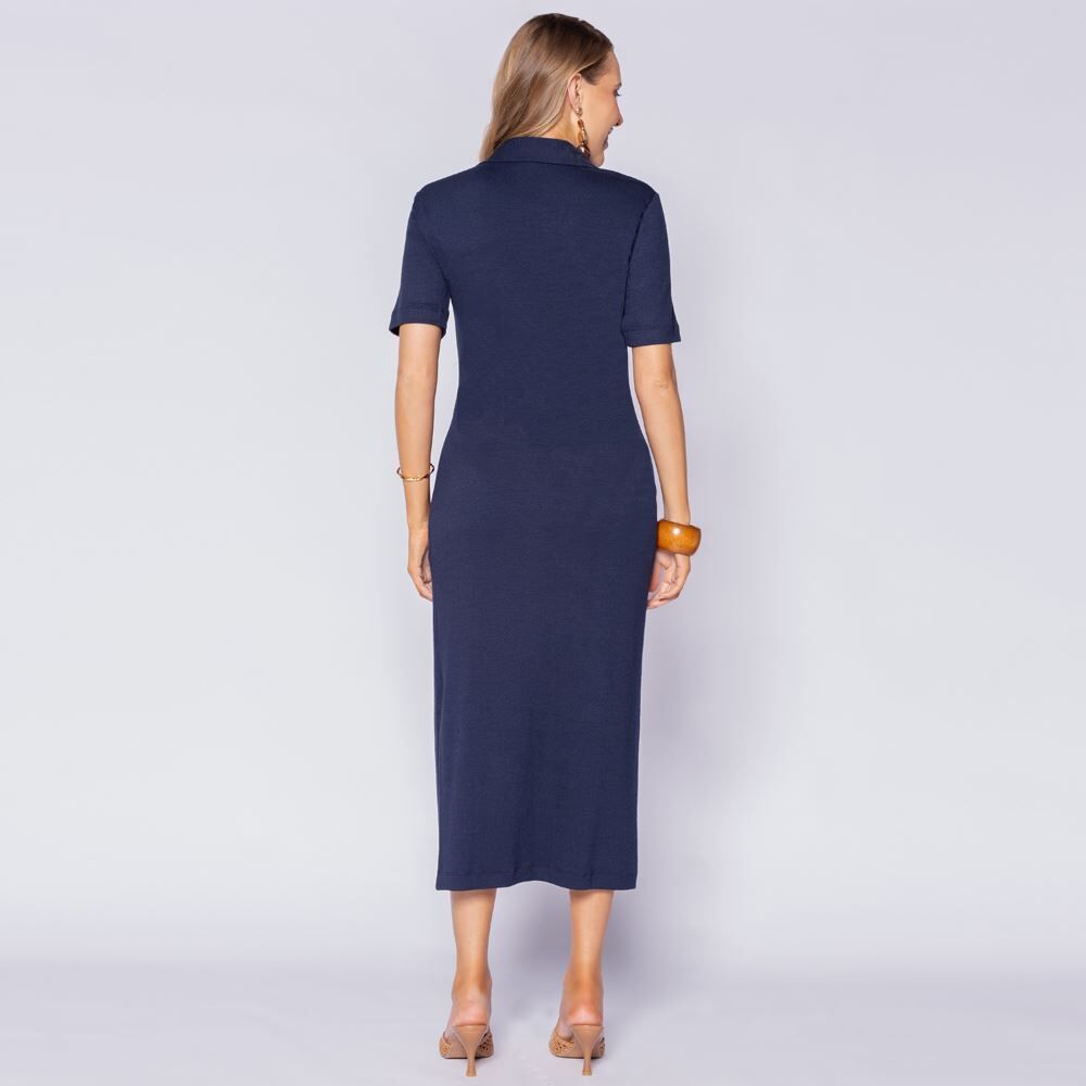 Vestido Midi Feminino Gola Polo Patricia Foster