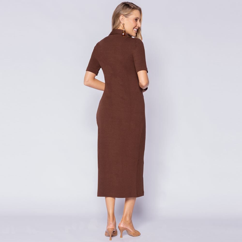 Vestido Midi Feminino Gola Polo Patricia Foster