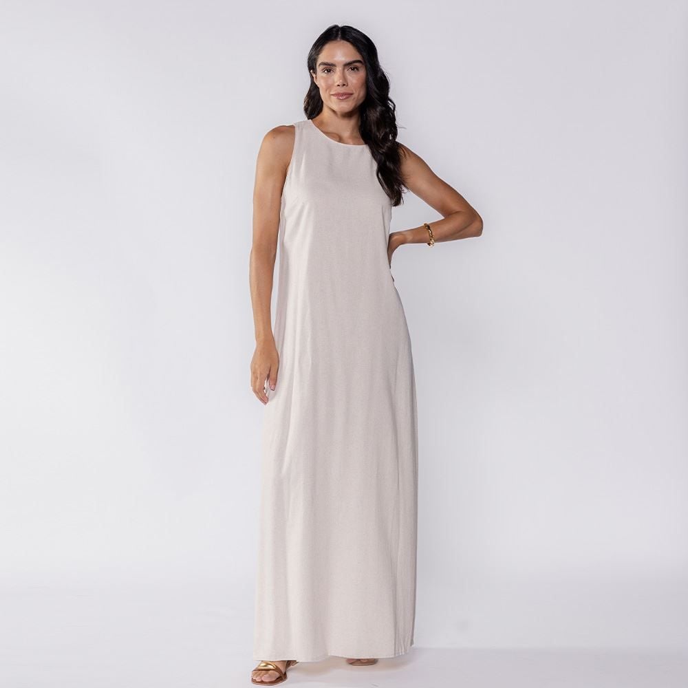 Vestido Longo Regata De Linho Patricia Foster