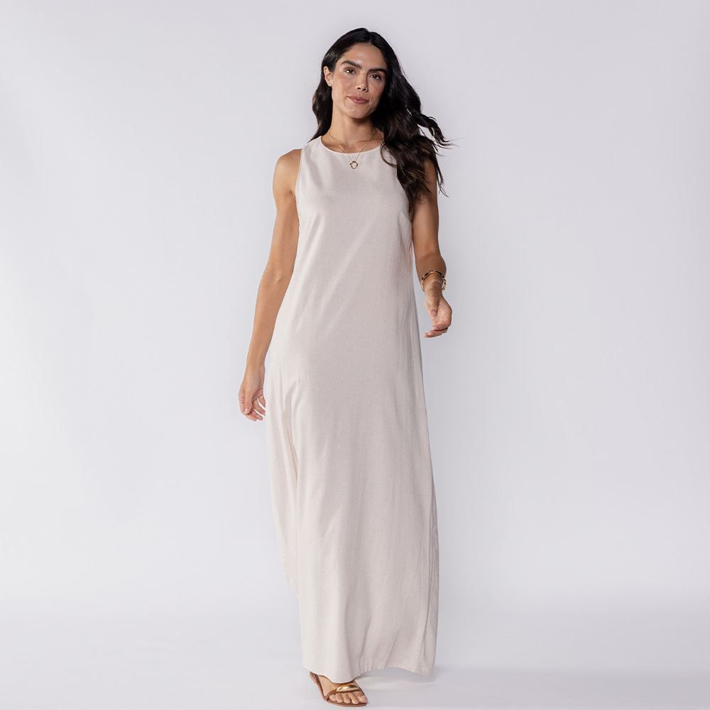 Vestido Longo Regata De Linho Patricia Foster