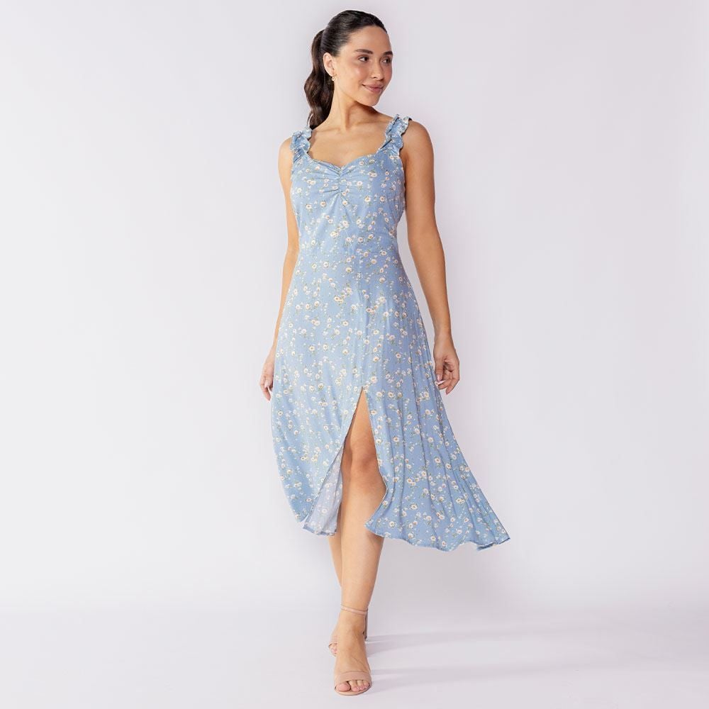 Vestido Midi Feminino Com Fenda Boby Blues