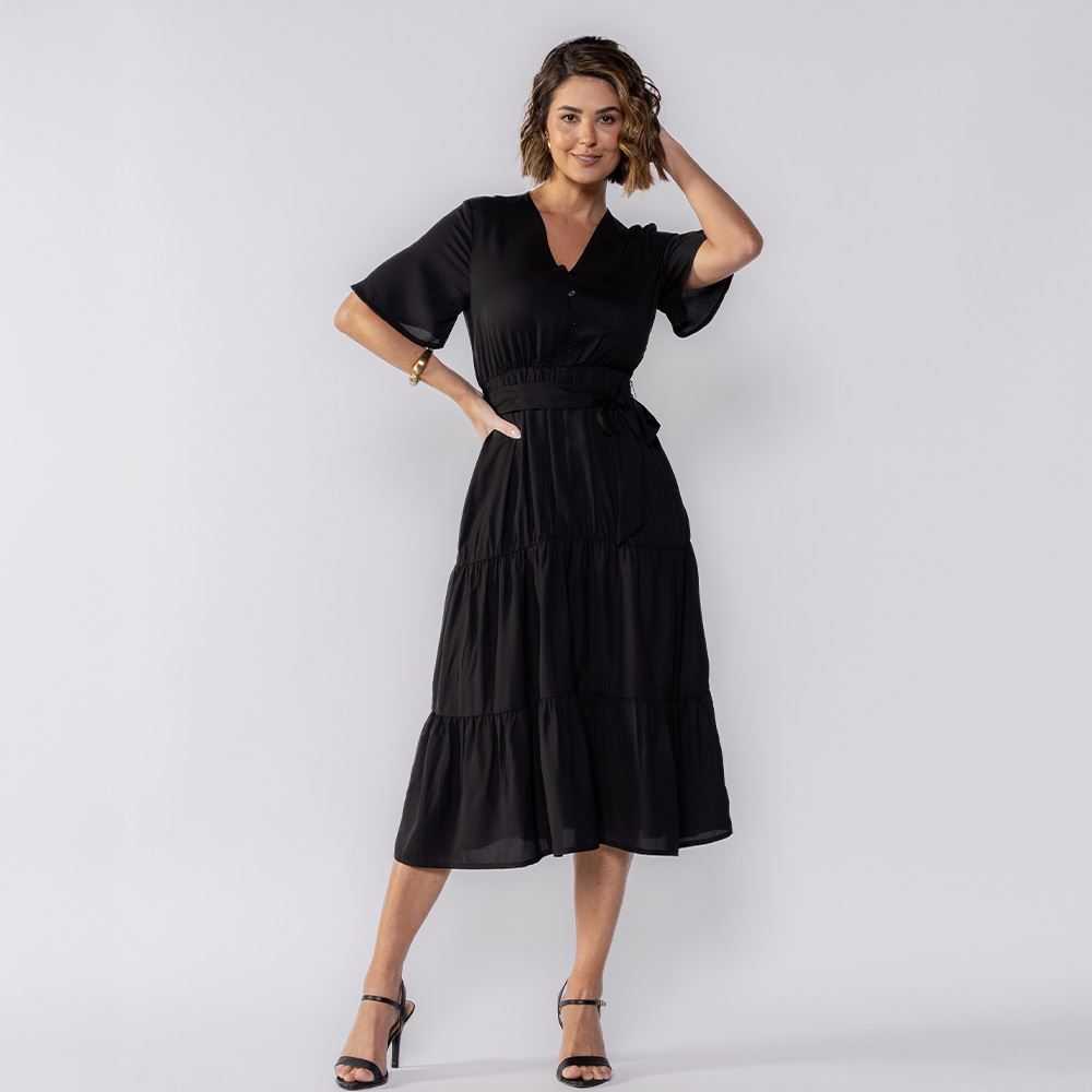 Vestido Feminino Midi De Botões Patricia Foster