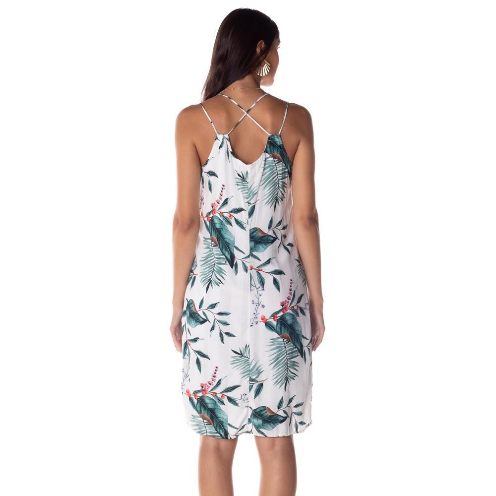 Vestido Viscose Alcinha Estampado Patrícia Foster