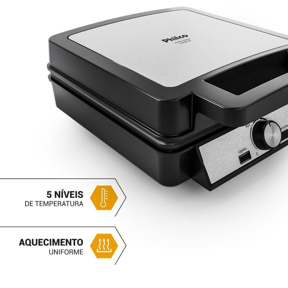 Waffle Maker Philco 5 Temperaturas 4 Waffles PWM04A