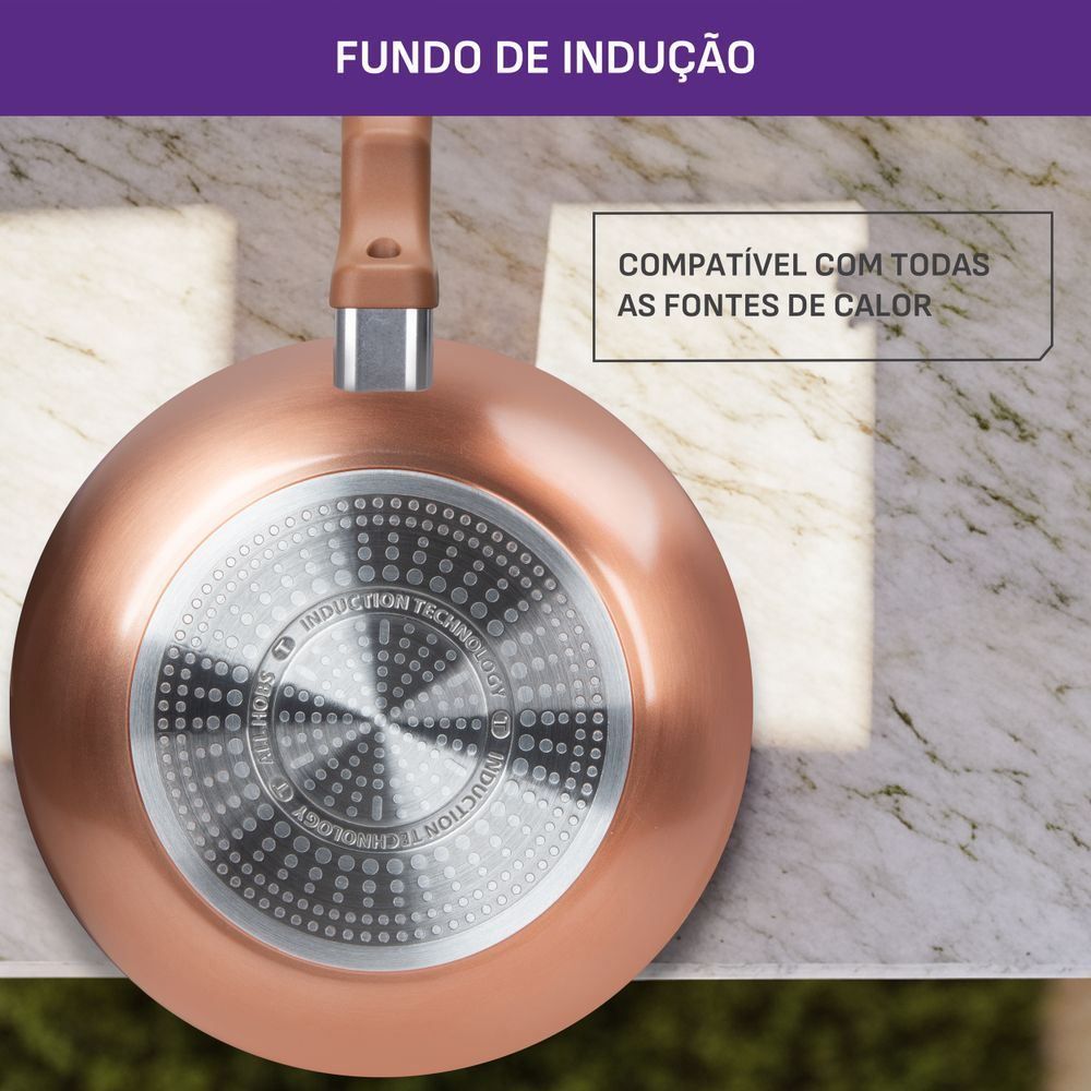 Wok 24Cm Rochedo Ceramic Rose Gold - ROSE GOLD
