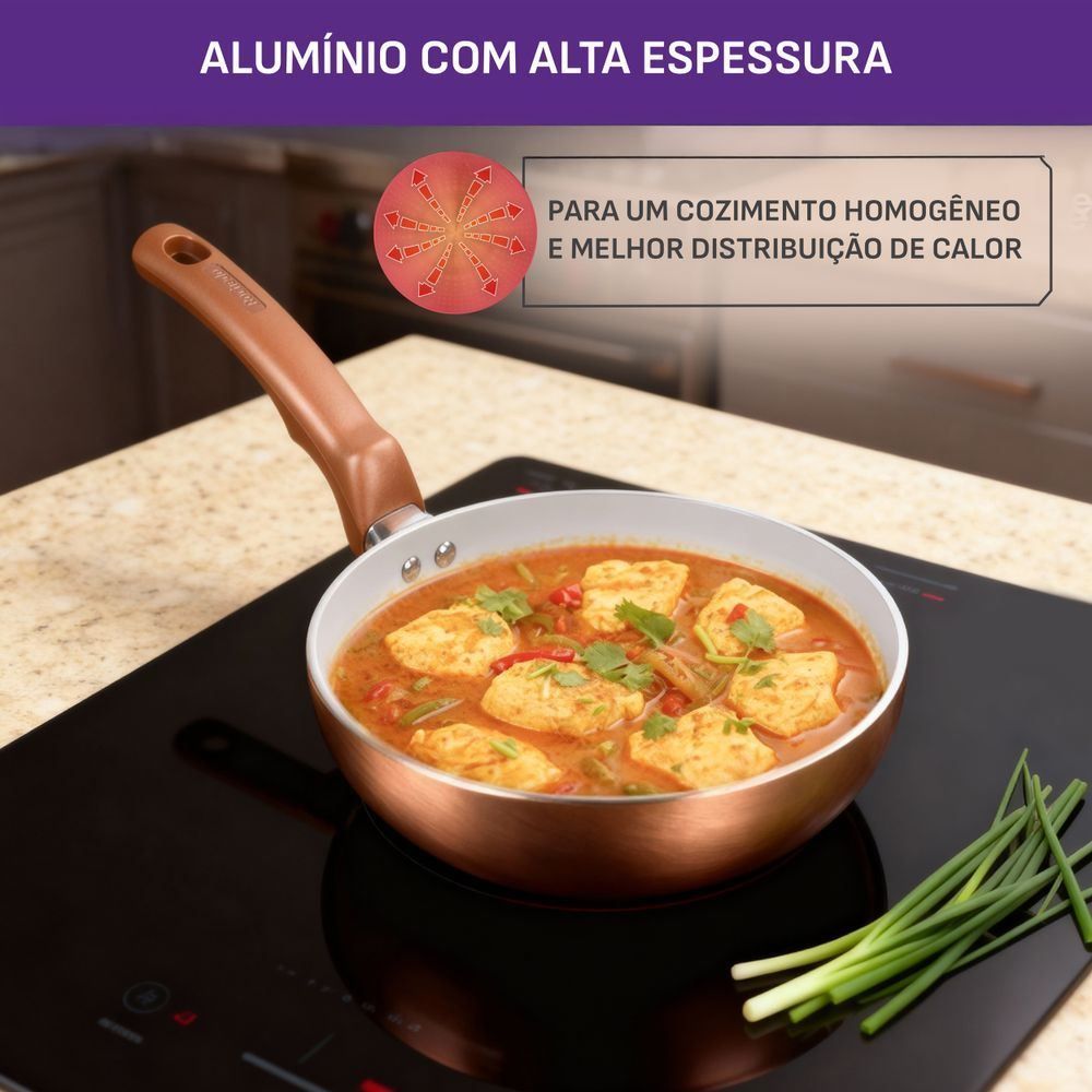 Wok 24Cm Rochedo Ceramic Rose Gold - ROSE GOLD