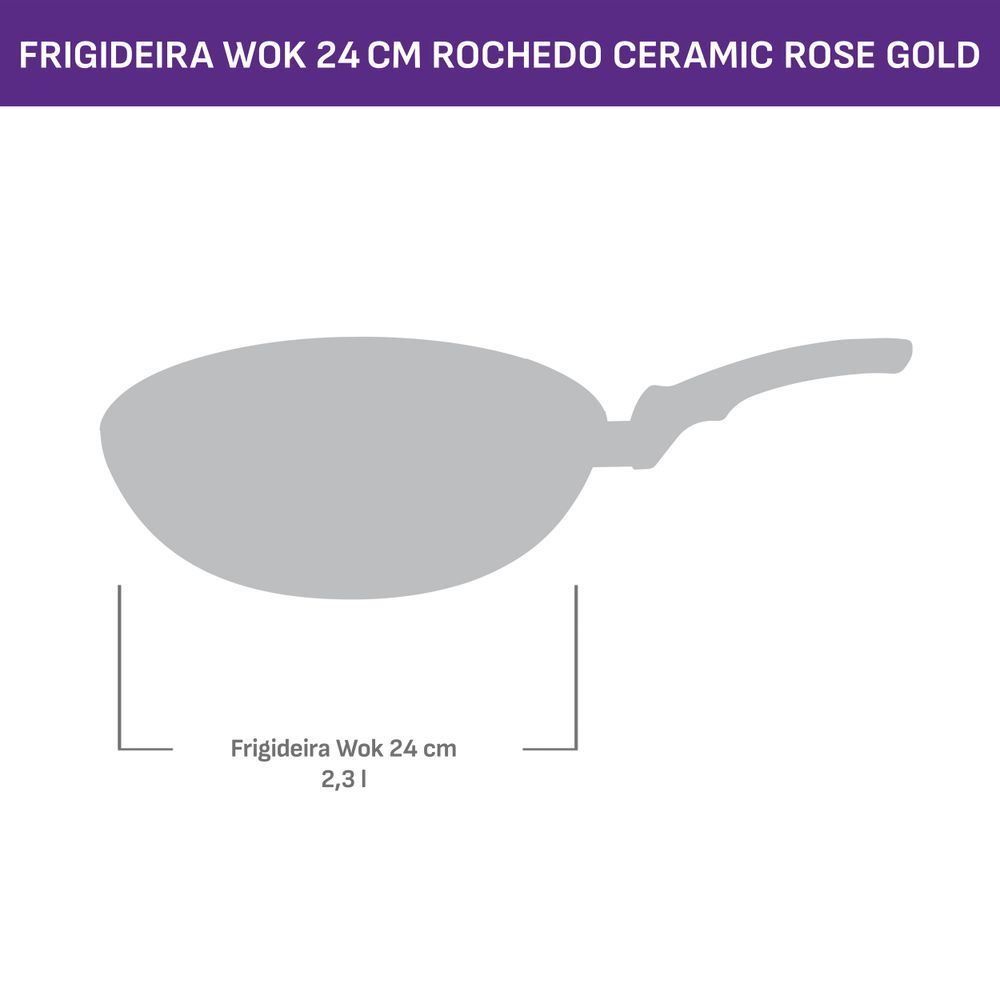 Wok 24Cm Rochedo Ceramic Rose Gold - ROSE GOLD