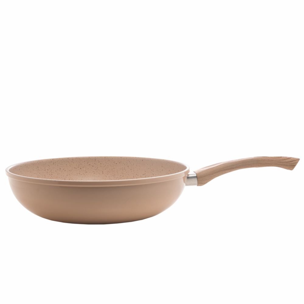 Wok De Indução Alumínio Revestida Cerâmica Granilite Lyor 3,6 L - Bege