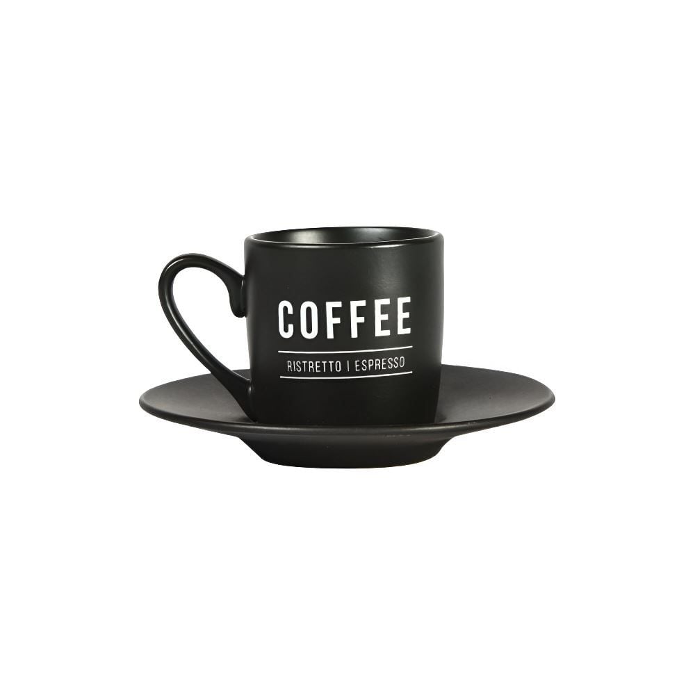 Xícara Com Pires Porcelana Manhattan Hauskraft 80 Ml - Preto