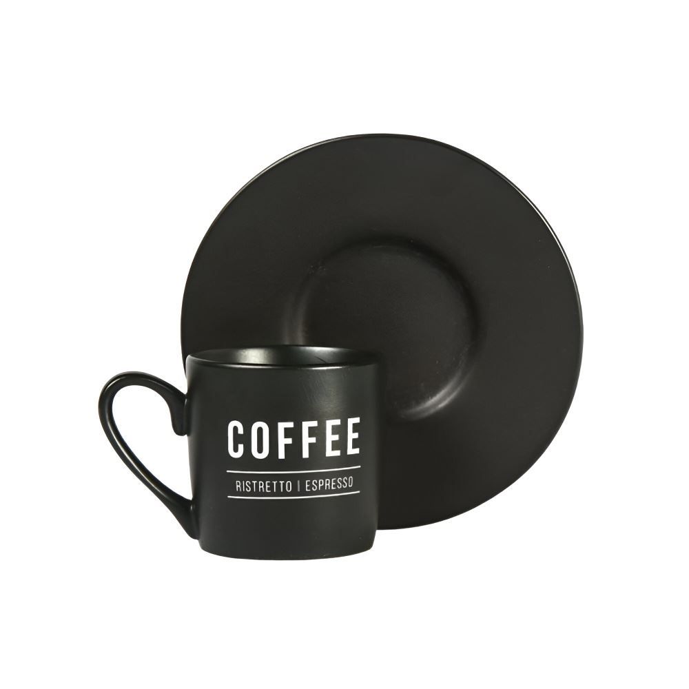 Xícara Com Pires Porcelana Manhattan Hauskraft 80 Ml - Preto