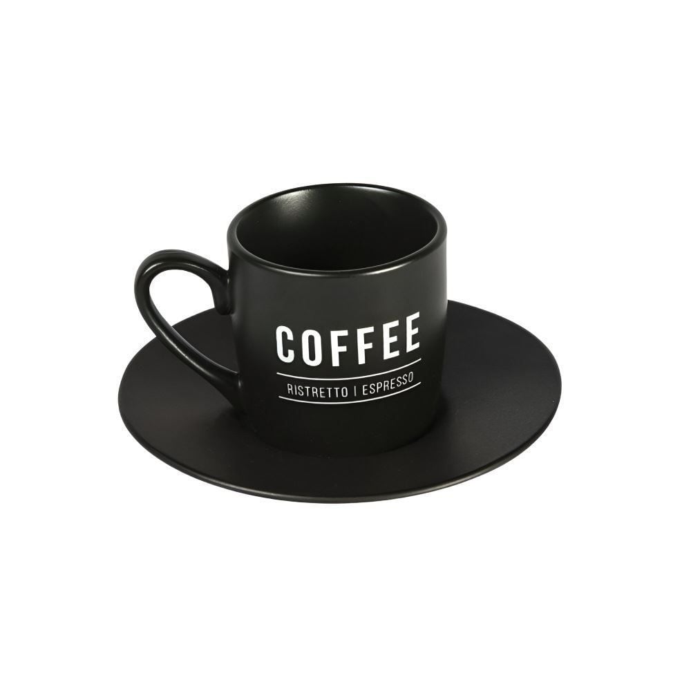 Xícara Com Pires Porcelana Manhattan Hauskraft 80 Ml - Preto