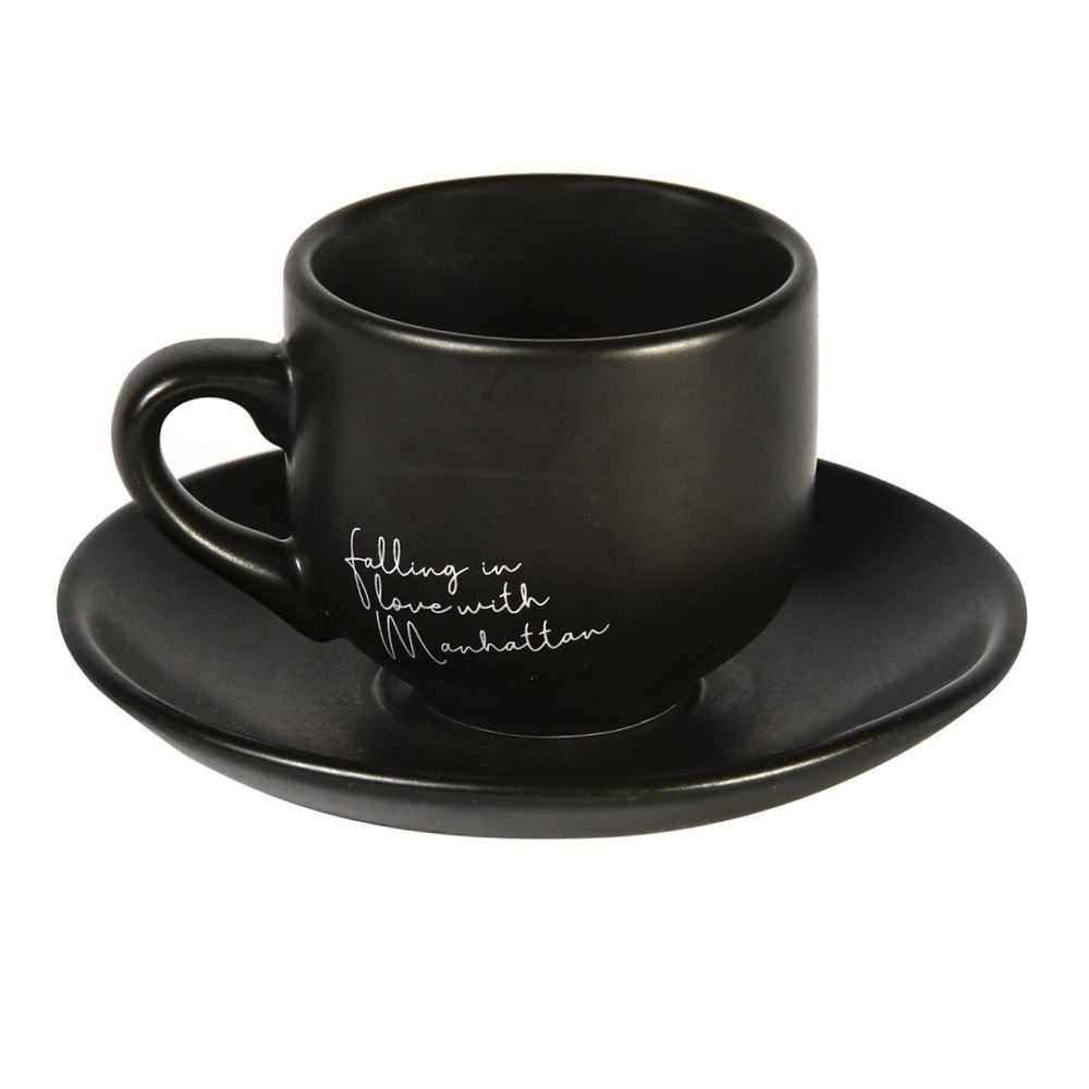 Xícara Com Pires Porcelana Manhattan Hauskraft 90 Ml - Preto
