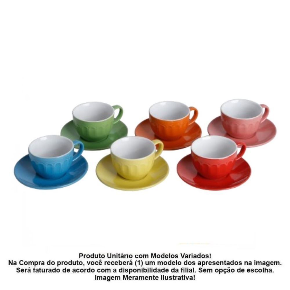 Xicara de Café com Pires Colors Lyor 80Ml - Sortido