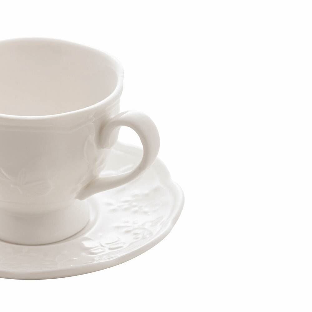Xícara De Café Com Pires Lyor De Porcelana Butterfly 100Ml - Branco